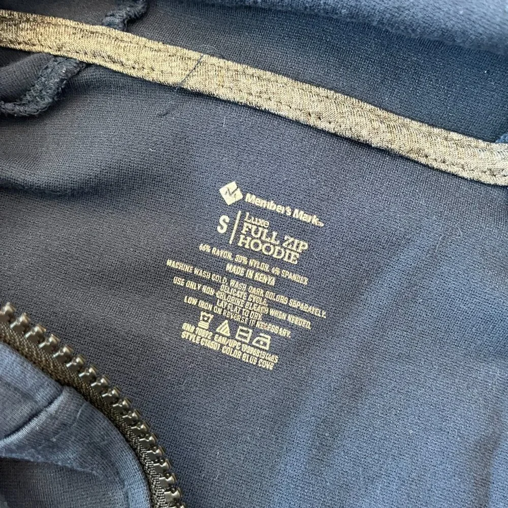 Unisex Member's Mark Blue Luxe Full Zip Hoodie - S - Picture 7 of 7